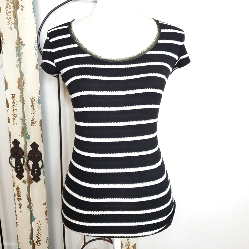 White House Black Market sequin striped t-shirt